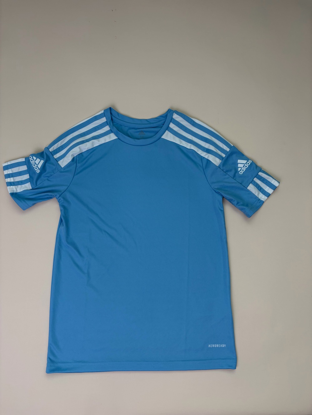adidas Boy’s Light Blue Short-Sleeve Soccer Tee | Size M